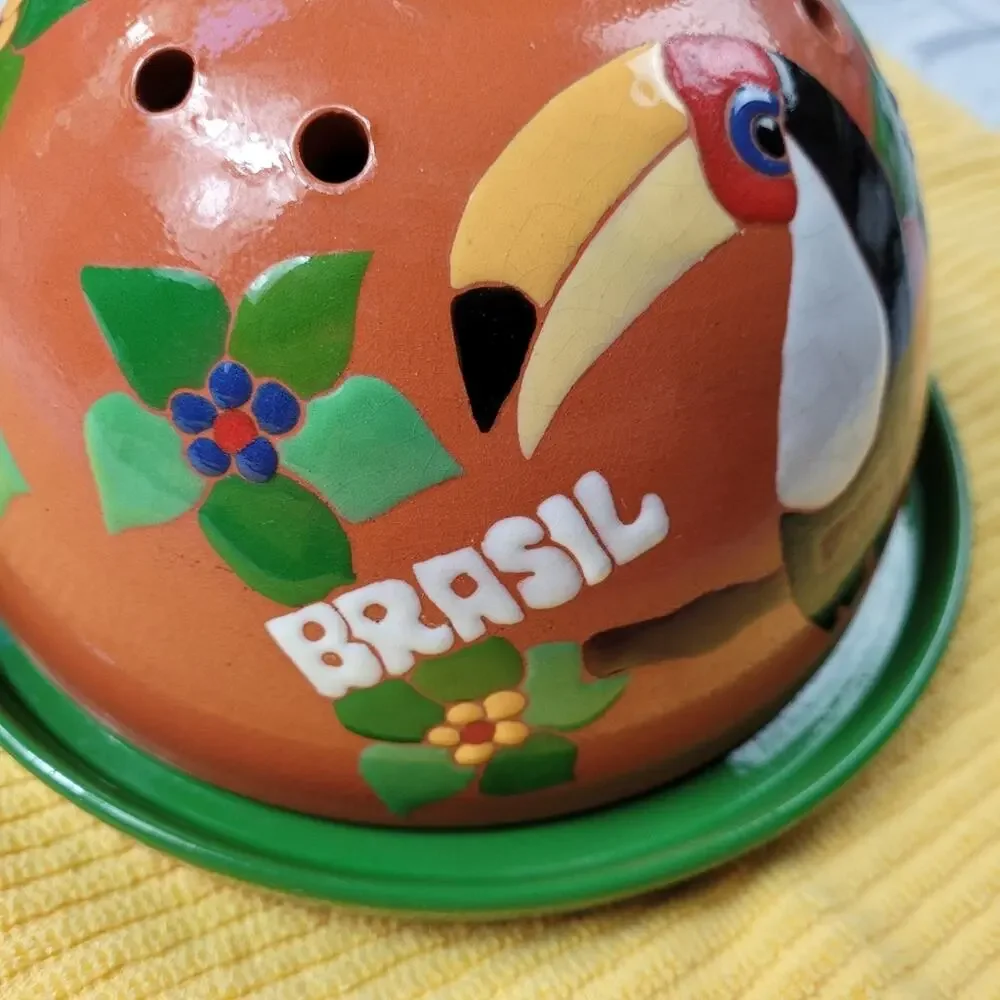 2 piece Cheese or Butter Decorative Terracotta Storage Dome from Brazil